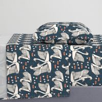 swans // lily pond swans geo dark blue navy blue swan bird girls sweet 