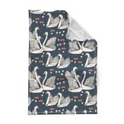 swans // lily pond swans geo dark blue navy blue swan bird girls sweet 