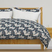 swans // lily pond swans geo dark blue navy blue swan bird girls sweet 