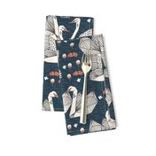 swans // lily pond swans geo dark blue navy blue swan bird girls sweet 