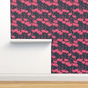 Flamingos - Parisian Blue/French Rose by Andrea Lauren