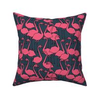 Flamingos - Parisian Blue/French Rose by Andrea Lauren