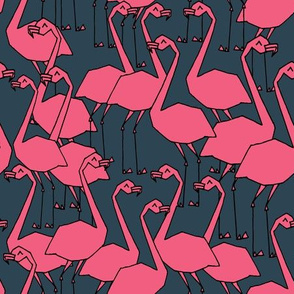 Flamingos - Parisian Blue/French Rose by Andrea Lauren
