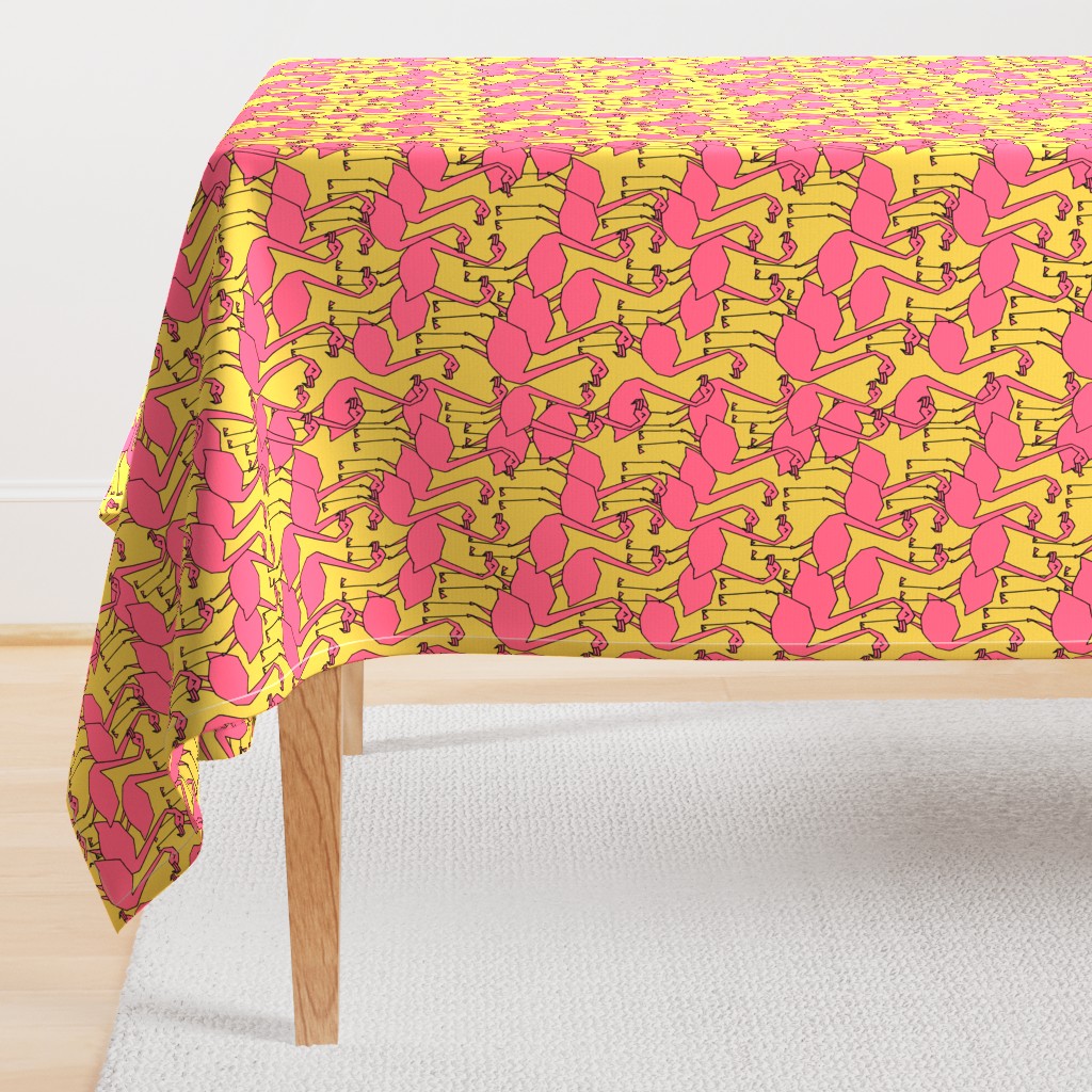 Flamingos - Mustard/French Rose  by Andrea Lauren