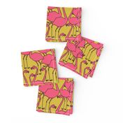 Flamingos - Mustard/French Rose  by Andrea Lauren