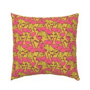 Flamingos - Mustard/French Rose  by Andrea Lauren