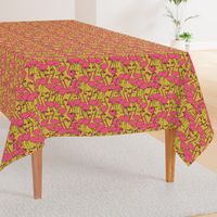 Flamingos - Mustard/French Rose  by Andrea Lauren