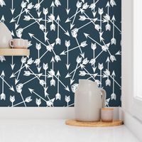 arrows scattered // dark blue gray blue boy nursery design