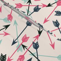 arrows scattered // off-white pink mint and navy girly arrows print