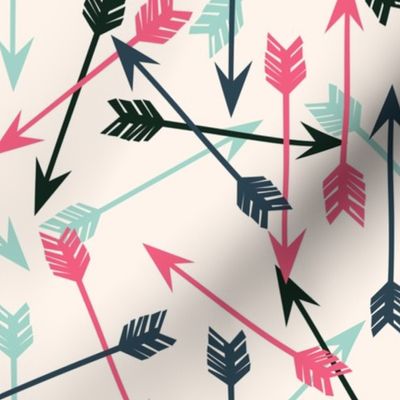 arrows scattered // off-white pink mint and navy girly arrows print