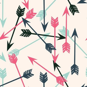 arrows scattered // off-white pink mint and navy girly arrows print