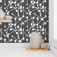 arrows scattered // grey charcoal and white kids room nursery outdoors print