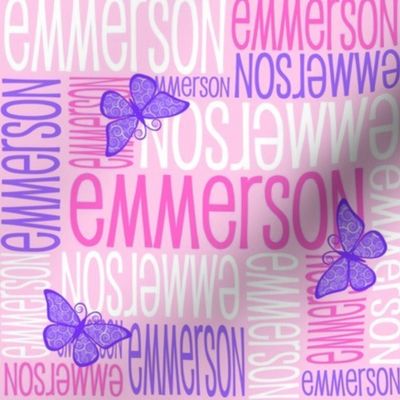 Personalised Name Fabric - Butterfly Pink and Purple