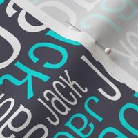 Personalised Name Fabric - Aniseed Turquoise White