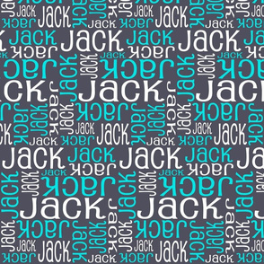 Personalised Name Fabric - Aniseed Turquoise White