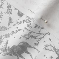 Winter Woodland Toile (white and grey/linen) LRG