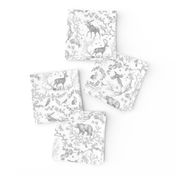 Winter Woodland Toile (white and grey/linen) LRG