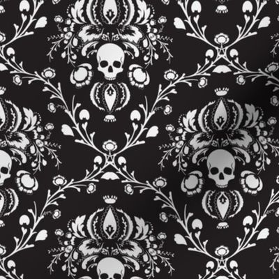 Black and White Skull Damask