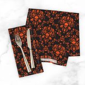 Black and Orange Skull Damask