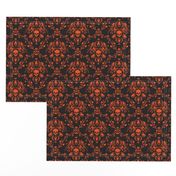 Black and Orange Skull Damask