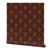 Black and Orange Skull Damask