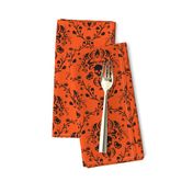 Orange and Black Skull Damask