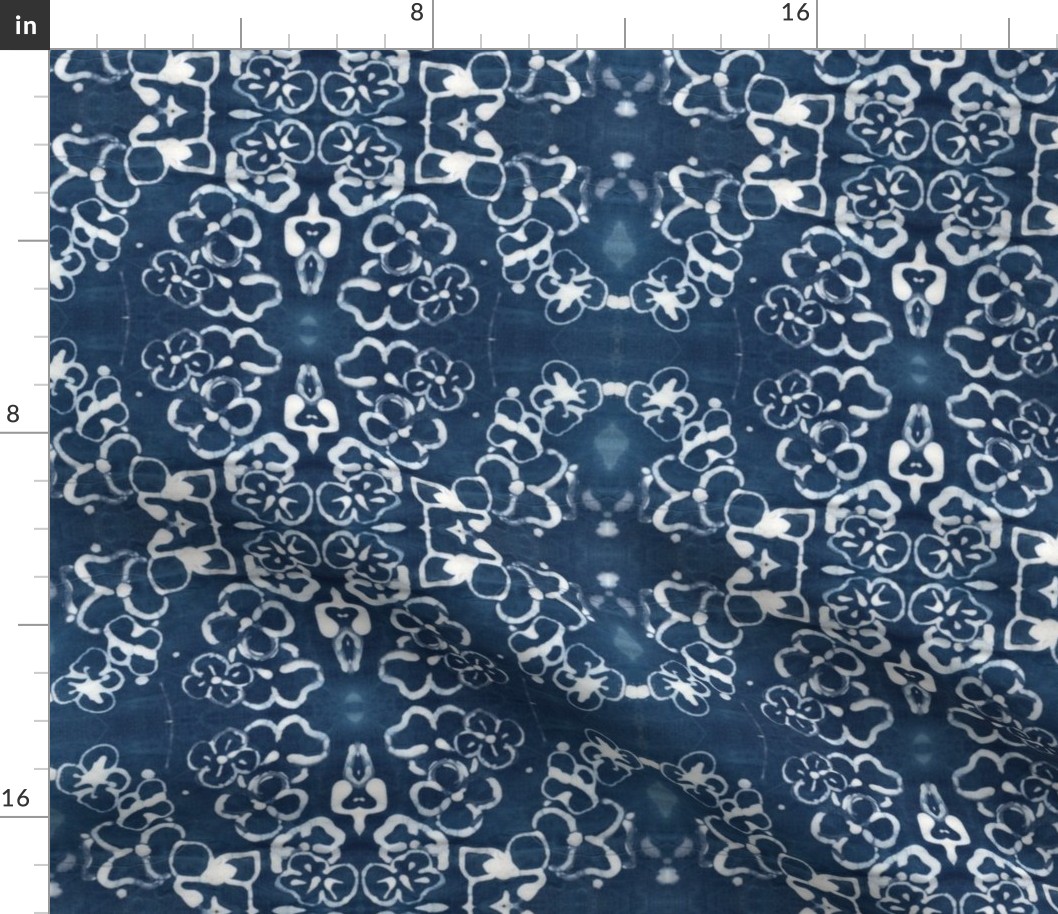 Indigo and White Damask 