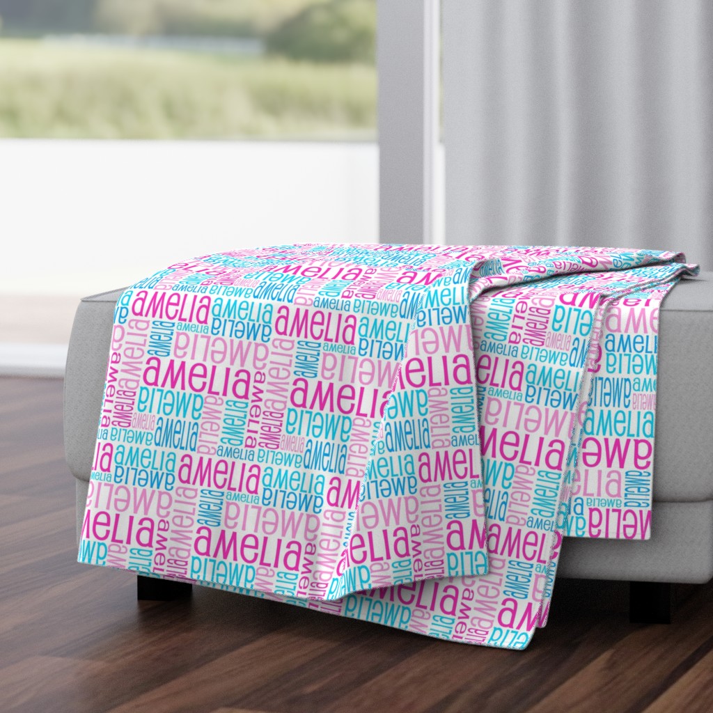 Personalised Name Fabric - Pink and Blue