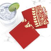 Holiday Red Paisley Block Print Wrapping Paper