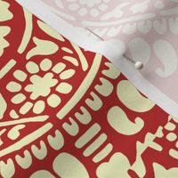 Holiday Red Paisley Block Print Wrapping Paper