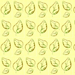 fabric_yellow_linen_with_leaves