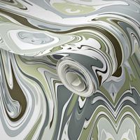 Greens, Blues, Grays Marbleized Abstract