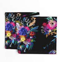 Bright Floral Painting on Black Background