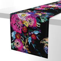 Bright Floral Painting on Black Background