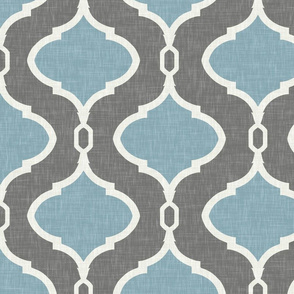 Link Quatrefoil in Sea and Cashmere Gray