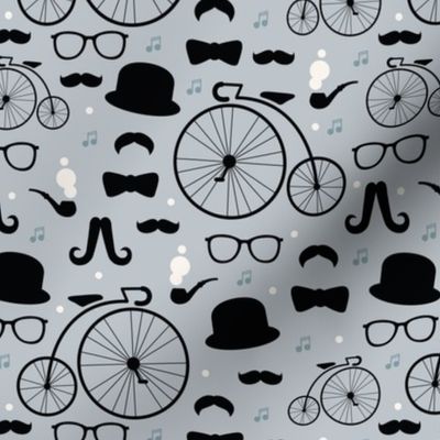 Film noir hipster pattern great gatsby icons bow tie mustache for boys