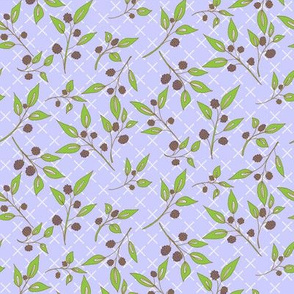 Brazenberry Clusters on Misty Mauve Lattice - Antique