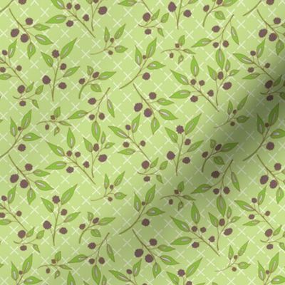 Brazenberry Clusters on Light Green Lattice - Antique