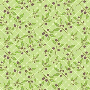 Brazenberry Clusters on Light Green Lattice - Antique