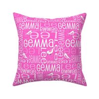 Personalised Name Fabric - Purple/Pink 12 Birds