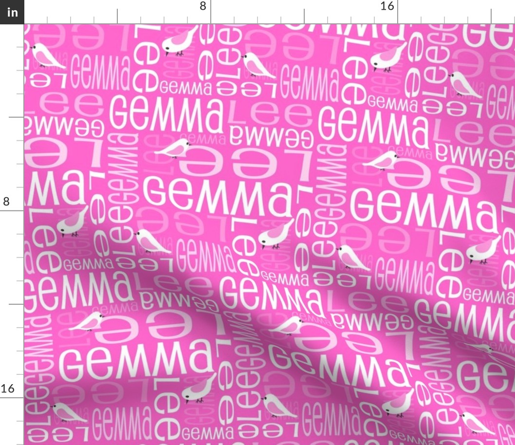 Personalised Name Fabric - Purple/Pink 12 Birds