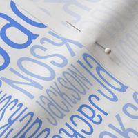 Personalised Name Fabric - White with Blue 3