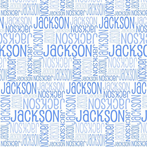 Personalised Name Fabric - White with Blue 3