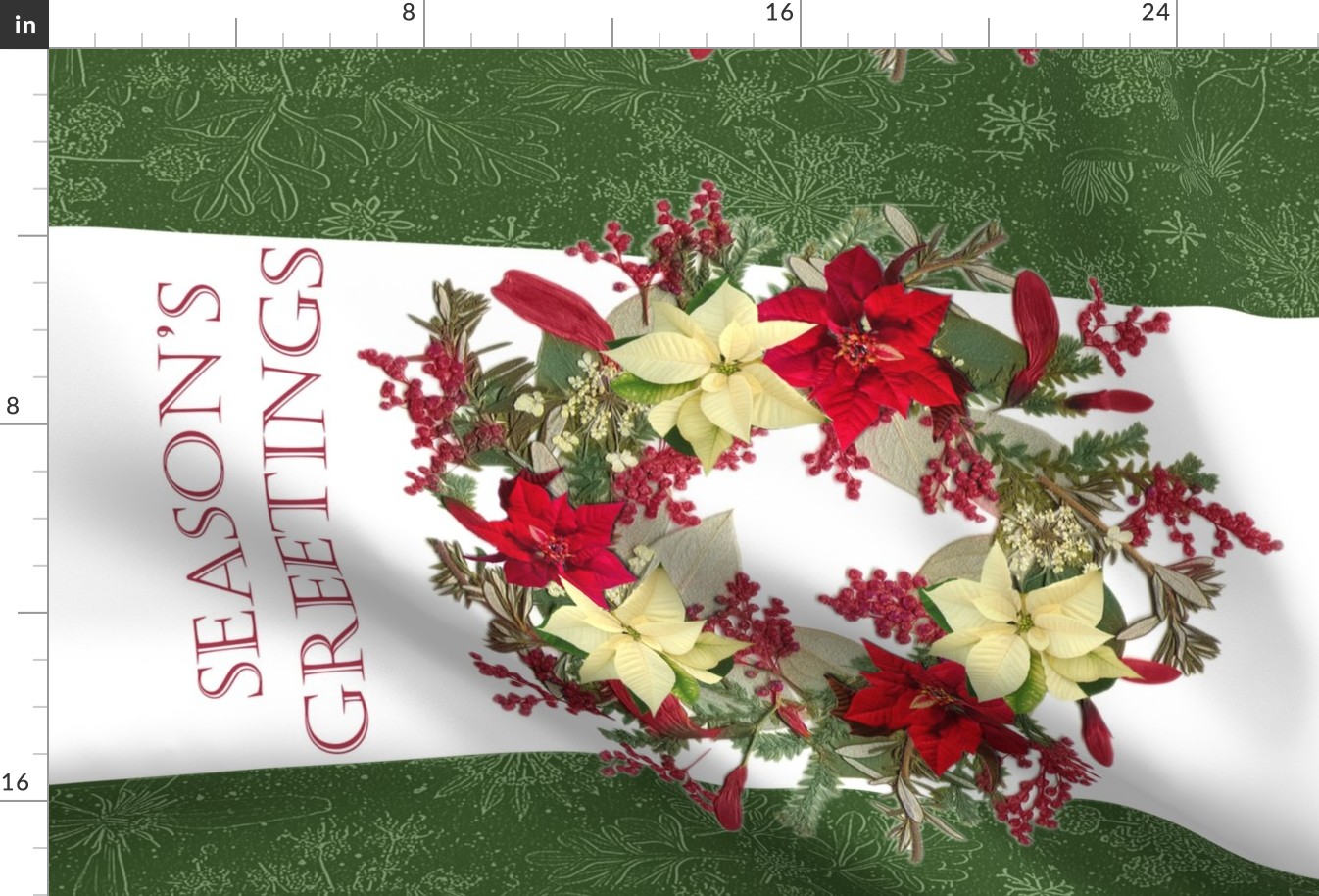 Tea Towels Poinsettia Wreath