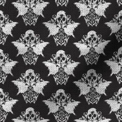 Skull Raven Damask - burlap