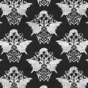 Skull Raven Damask - burlap