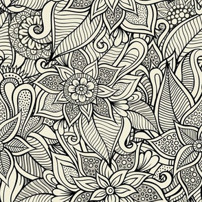 Floral line art doodle