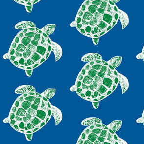 Loggerhead sea turtles Blue and Green
