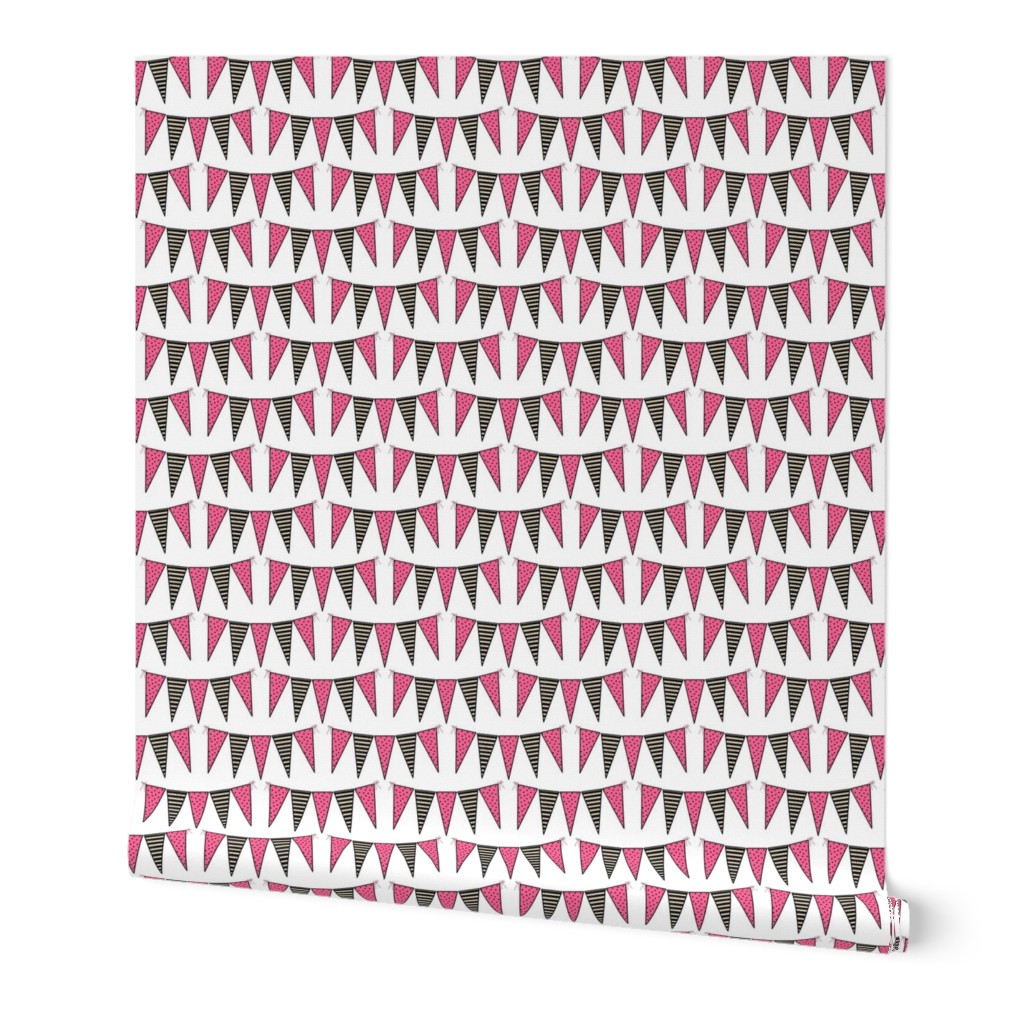 Black Pink White Cream Mini Pennant Buntings