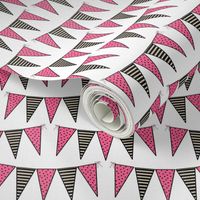 Black Pink White Cream Mini Pennant Buntings